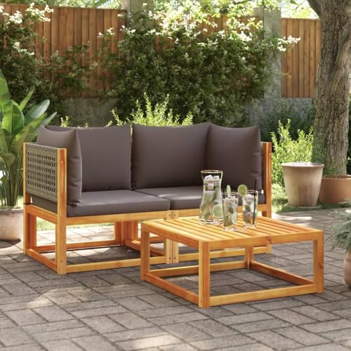 Teenpull Gartensofas-Ecke mit Kissen, 2 STK. Akazienholz & Rattan,...