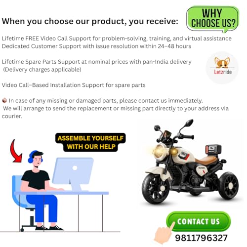 Image of Kids Electric Ride-On Bike with LED Headlight, Music & 3-Wheel Stability, Battery Powered Motorcycle Toy for Boys & Girls (Ages 1-4 Years)