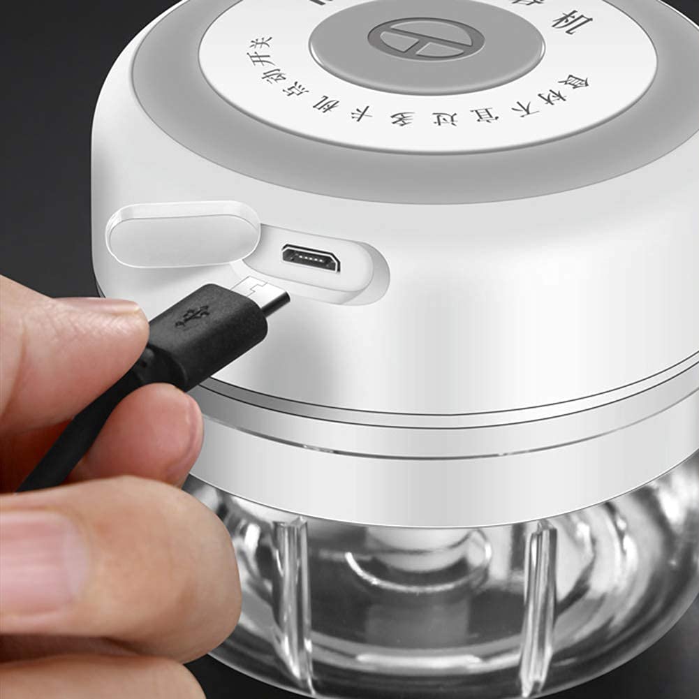 CJCSM Picadora de Alimentos portátil, Mini picadora de ajo eléctrica inalámbrica, Picadora de Corte de Alimentos con Carga USB, Picadora de ajo para Verduras Frutas Nueces Pimienta Cebolla