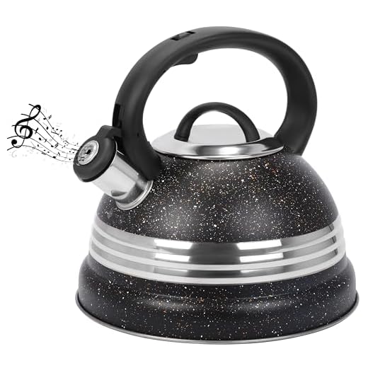 Belle Vous Tetera Negra 3L de Inducción con Silbato - Hervidor de Agua Silbante Vintage para Cocina de Gas o Induccion Vitroceramica Cocina o Camping - para Te Café e Infusiones