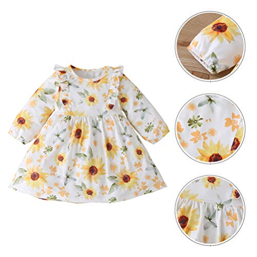 KESYOO Vestido de Girassol Feminino Vestido Floral de Manga Longa Vestido de BebÃª Feminino Flor de