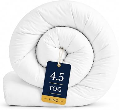 Hotel Quality 4.5 Tog King Size Duvet Lightweight Summer Quilt Ultra-Soft Fluffy Hollowfibre Anti-Allergy King Size Bed Duvet Machine Washable