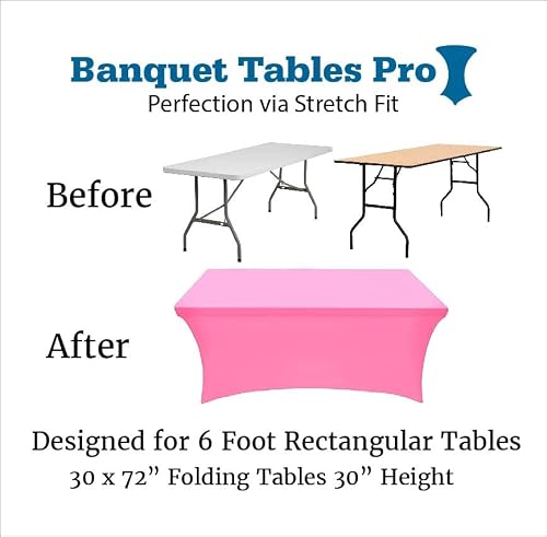 Banquet Tables Pro 6 Ft. Rectangular Stretch Spandex Tablecloth (Baby Pink) #TOP1