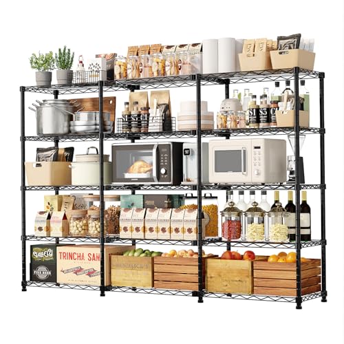 Image of 5 Tier Storage Shelves 71''W Wire Shelving Unit with Shelf Heavy Duty Metal Shelves for Storage Adjustable Garage Shelving Rack Pantry Kitchen, 71''W X 59 inch H X 13.7 inch D