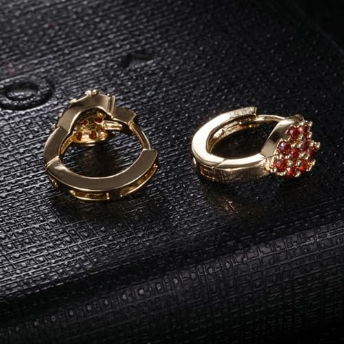 Boucles d'oreilles en or jaune 14K légères contre les allergies aux rubis - 2