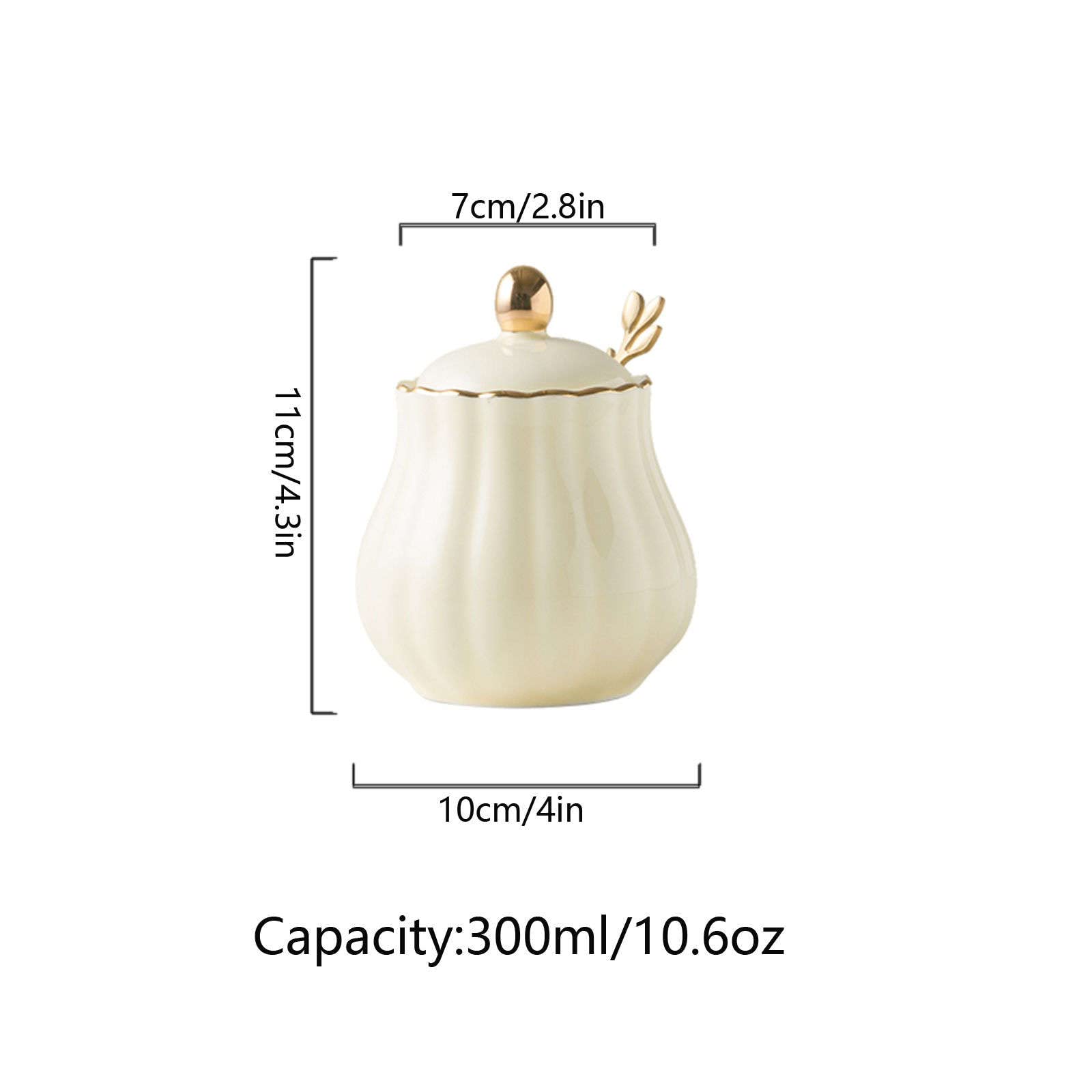 pojemnik na cukier， Słoiki na przyprawy, cukiernica w jednolitym kolorze z pokrywką i łyżeczką, ceramiczny słoik do przechowywania cukru o pojemności 300 ml, porcelanowa cukiernica, garnek domowy - 30