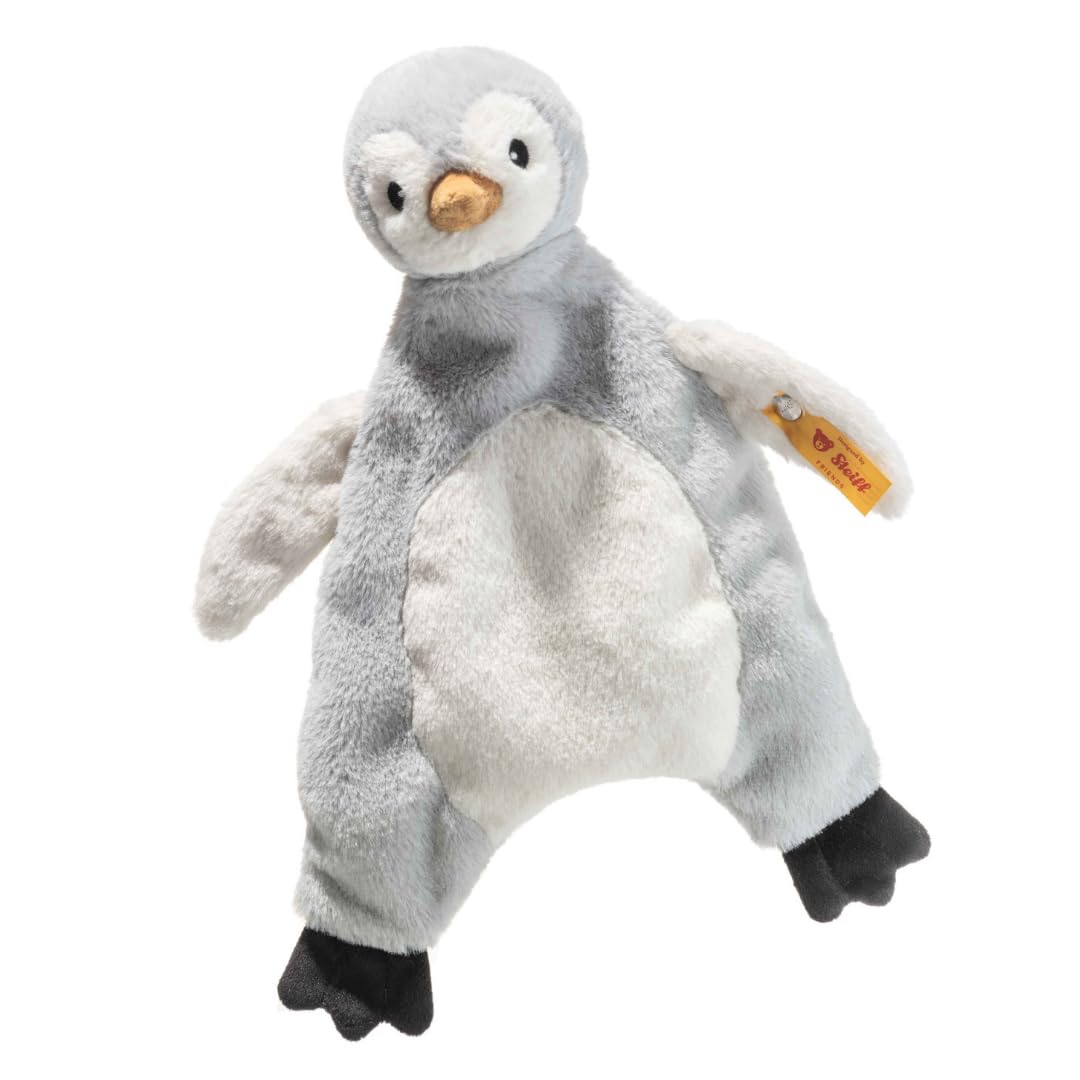 Steiff Lio Penguin comforter, cute stuffed toy, boys, girls & babies from 0 months, Friends, plush animal 26 cm, light grey, 242823