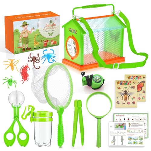 Bug Catcher for Kids - Outdoor Insect Exploration Kit with Butterfly Net, Insect Box, and Bug Tools - Safe and Educational STEM Toy for Boys and Girls 3 4 5 6 7 8 Year Old