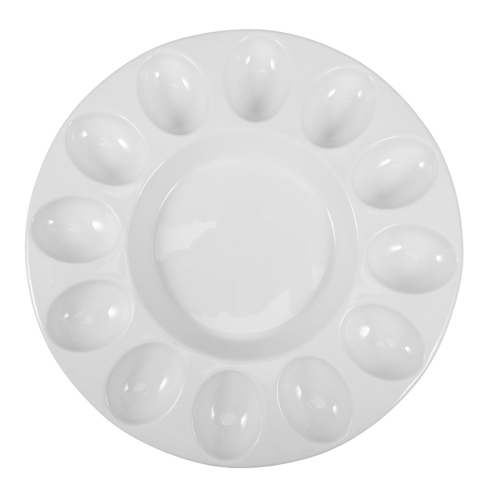 Bandeja de Cerámica de Color Claro para Huevos Diseño de Múltiples Compartimentos, Reutilizable, Segura y Conveniente para Servir Huevos Rellenos en Pascua