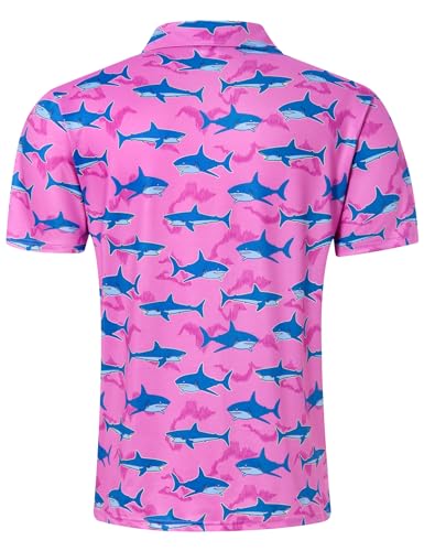 Fanient Men Golf Polo Shirts Short Sleeve 3D Printed Dry Fit Moisture Wicking 4-Way Stretch Summer Athletic Polo Shirts2