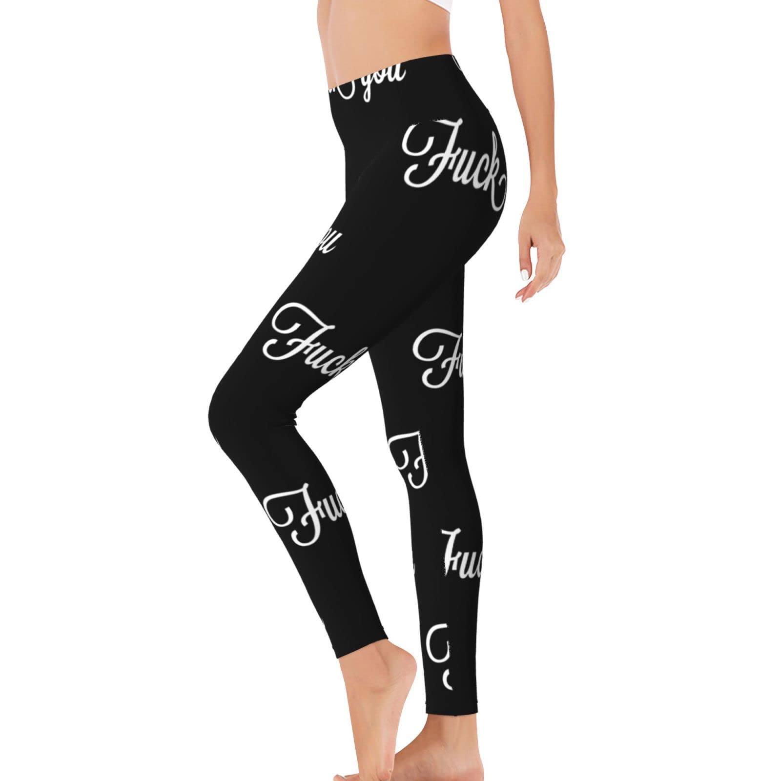 Fuck You Women's Yoga Pants Capri Leggings High Waist Tights Skinny Pants Black