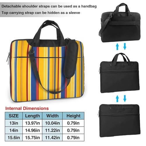 Bolso para laptop impermeable a rayas azul y amarillo 14 pulgadas miniatura 4