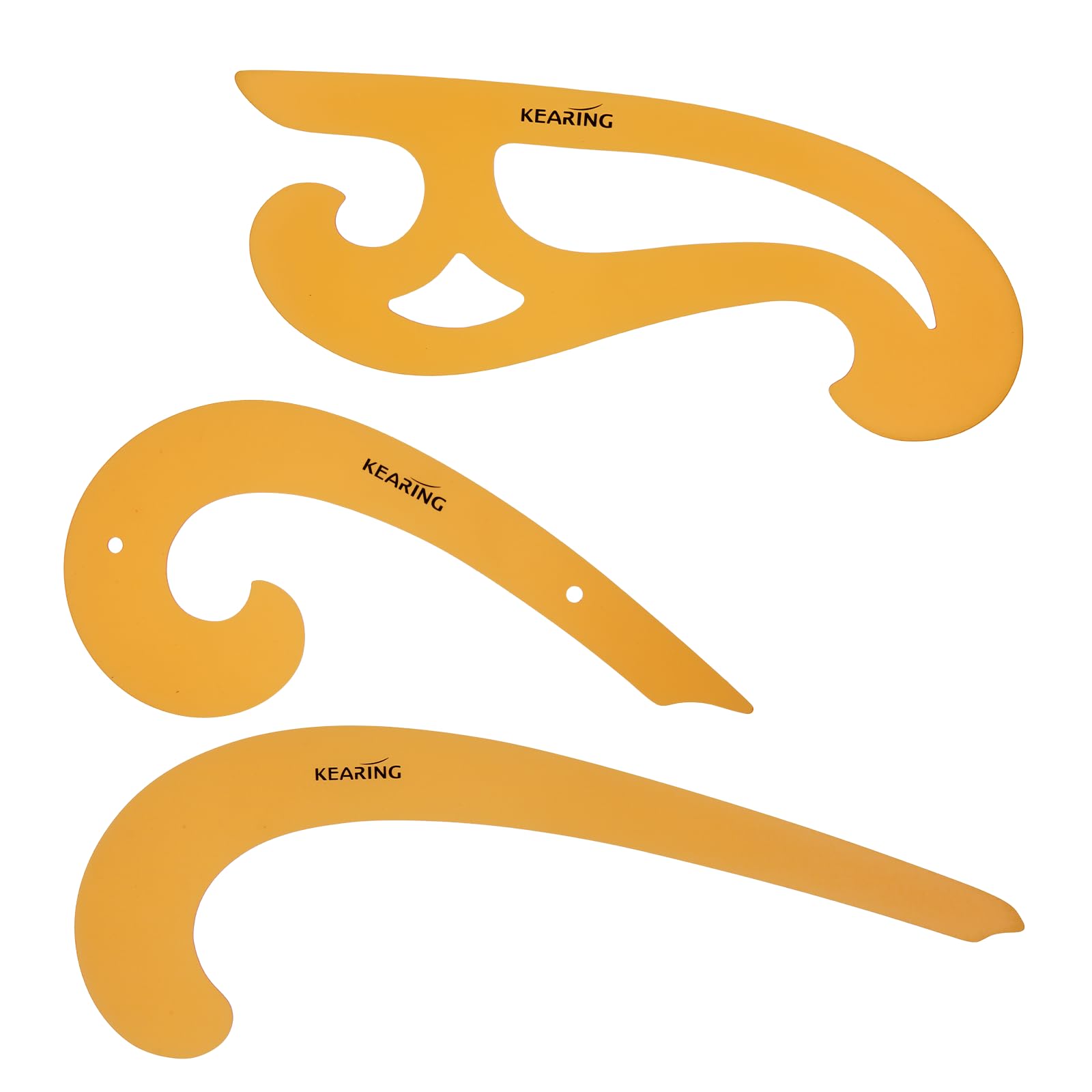 KEARING French Curve Ruler Template Set of 3pcs, Flexible Plastic Drafting Drawing Measuring Tool Drawing Templates