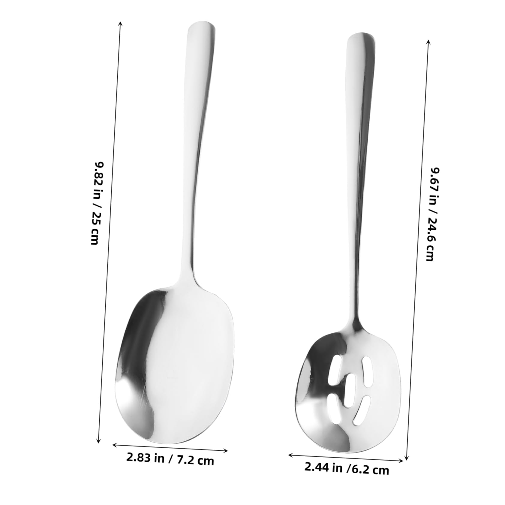 MOLUCKFU 2pcs Extended Stainless Steel Slotted Serving Spoon Ergonomic Household Utensil Food Serving Spoons for Daily Use