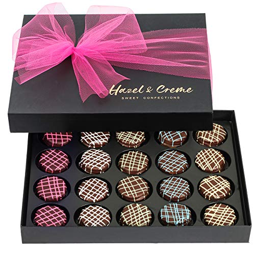 Hazel & Creme Chocolate Gift Box - 20 Cookies - Chocolate Covered Cookies - Gourmet Food Gift Box, Thank You, Birthdays, Get Well Gift