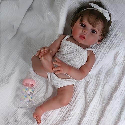 CHAREX Reborn Baby Girl Doll Vinyl Full Body, 18 Inch Lifelike Waterproof Newborn Baby Doll, Realistic Washable Reborn Toddler Amazing Gift Set for Kids Age 3+