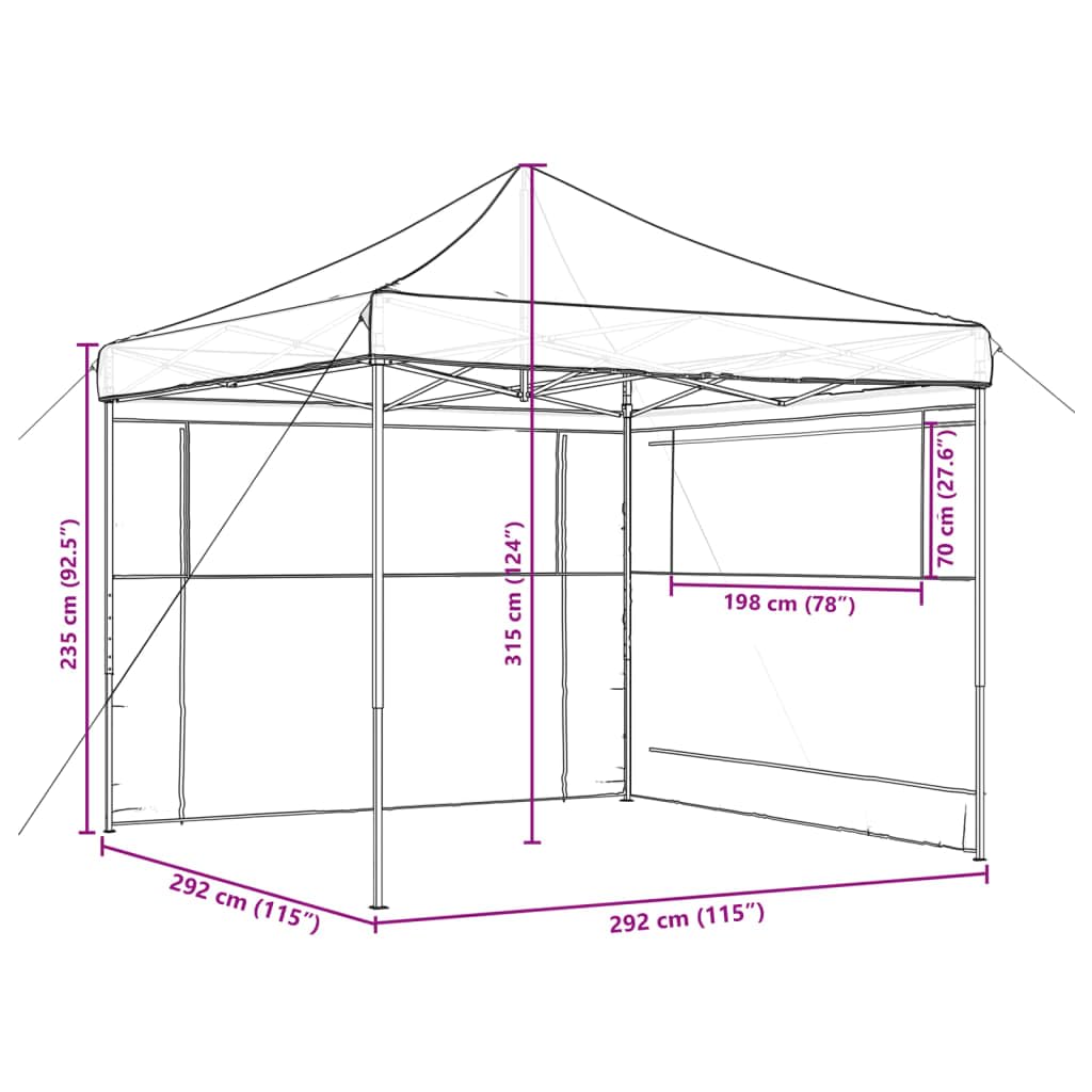 vidaXL Tienda de Fiesta Plegable Pop-Up con 2 Paredes Laterales Negra, Tienda, Tienda de jardín, cenador de Camping, toldo cenador, cenador toldo