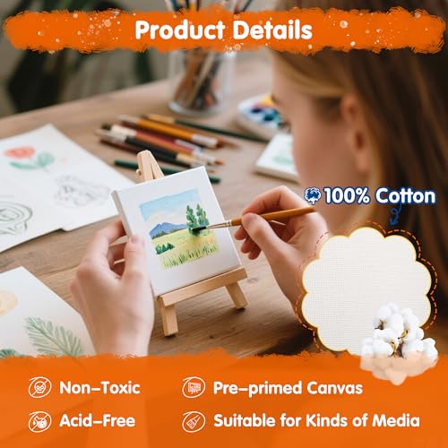 Image of FIXSMITH Mini Stretched Canvas for Painting - 24 Pack 4 x 6 Inch, 2 /5 inch Profile Small Canvases, 100% Cotton Little Blank Canvas, Home Decor Project, Art Supplies for Acrylic Oil Painting