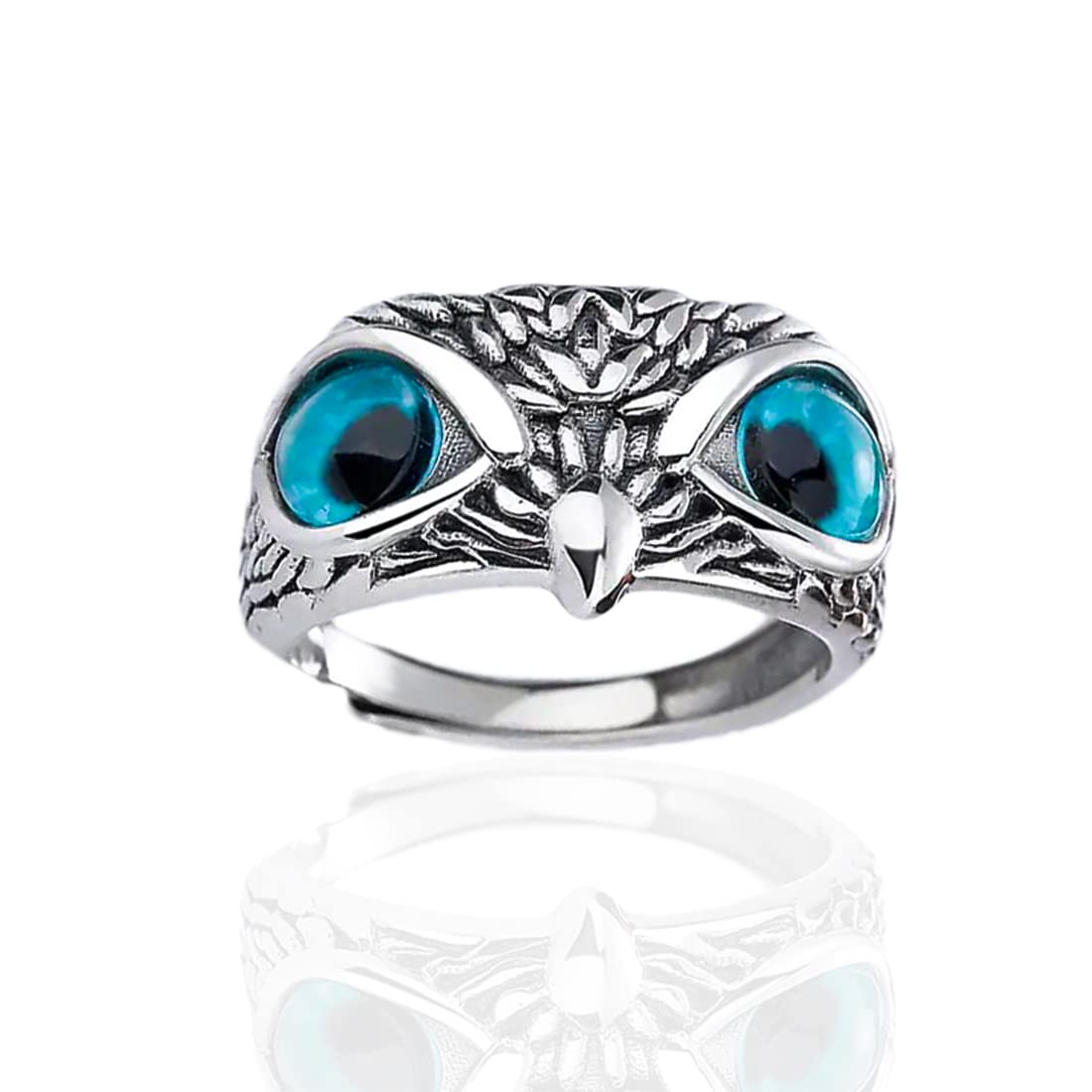 Gift Nest Silver Rings for Men Owl Eye Face Ring Stylish Adjustable Silver Ring For Boys