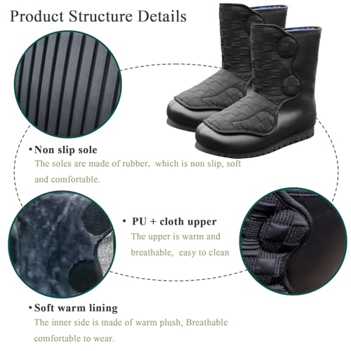 Diabetic Winter Boots for Men Women Extra Wide Slip on Adjustable Walking Shoes with Warm Comfortable Plush Lining Winter Boots for Edema Feet2