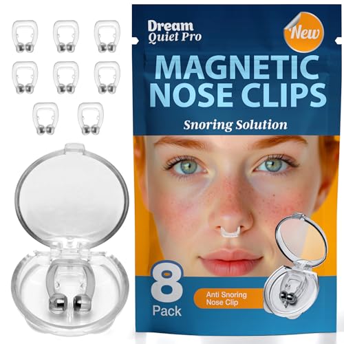 Magnetic Nose Clips to Reduce Snoring – Magnetic Nasal Dilators for Men & Women – Silicone Snore Stopper with Adjustable Magnets, Comfortable Nasal Clips for Quiet Sleep