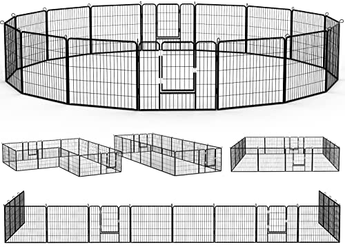 PUKAMI Dog Fence for The Yard, 24 Panels 24/32/40 Height ...