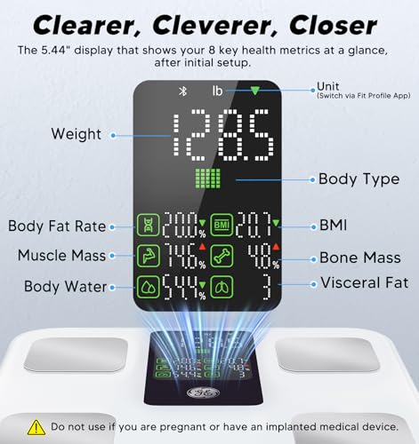 Image of GE Smart Scale for Body Fat with BMI Muscle Mass, 5.3-inch Handle Display