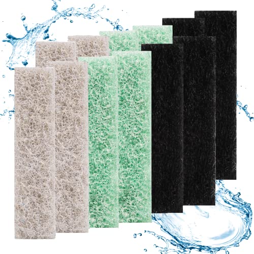 HiTauing Filterpads für Aqueon mit Ammoniak-, Kohlenstoff- und Phosphat-Reduzierer, Aquarium-Filterpads für QuietFlow LED Pro Modell 10, 12 Stück Cover