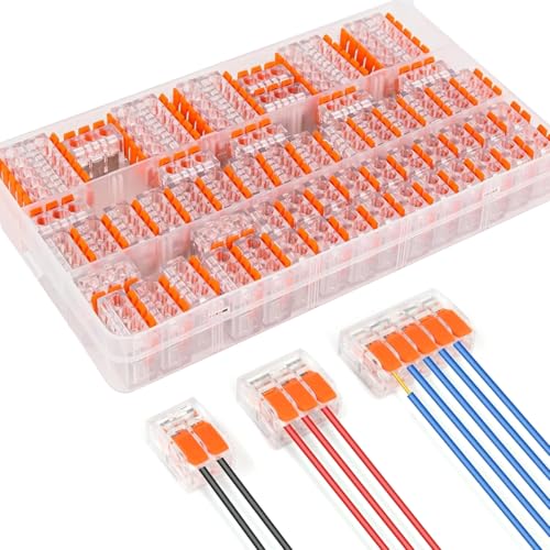 Image of Serplex Wire Connectors for 24-12 AWG, 2 /3 /5 Slot, 60 Pcs | Quick Lever Connection, Easy Wire Clamping, for Lighting Maintenance and Distribution Box Wiring