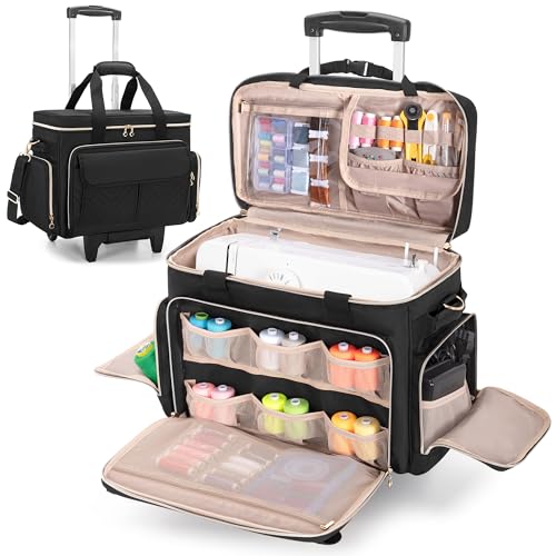 LUXJA Rolling Sewing Machine Case Black