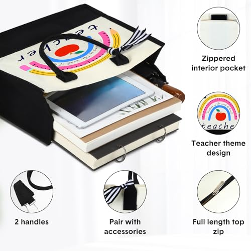 Paterr 8 Pcs End of Year Teacher Gifts Teacher Tote Bag miniatura 5