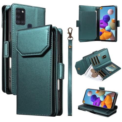 Étui portefeuille pour Samsung Galaxy A21s avec porte-cartes et boucle latérale