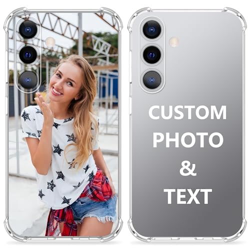 Custom Picture Phone Case for Samsung Galaxy S26 S25 S24 S23 S22 S21 S20 +Plus FE Ultra A56 A55 A54 A53 A52 A36 A35 A34 A33 A32 A26 A25 A24 A16 A15 A14, Personalized Soft Clear TPU Case (1 photo&text)