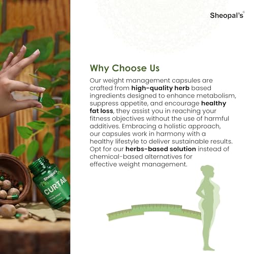 Image of Sheopals Curtail Fat Burner - 60 Veg Capsules (3 Packs) | Advanced Weight Support Management Supplement for Men & Women | With Ajwain, Ashwagandha, Lavang, Triphala & Herbal Extracts
