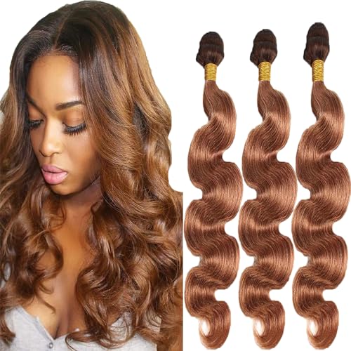YOUNGHANN Brown Bundles Human Hair Ombre Body Wave Human Hair Bundles 26 28 30 Inch Two Tone Chocolate And Brown Bundles 8A Grade Brown Body Wave Bundles Weave Extensions Hair For Women