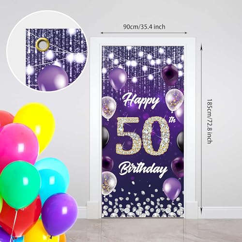 Fondo de cumpleaños 50 años morado 35.43x72.83in BECKTEN miniatura 6