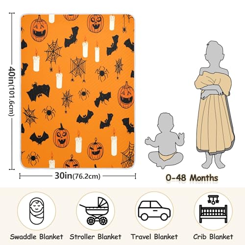 Burbuja Bat Candle Pumpkin Baby Blanket for Boys Girls, Nursery Soft Warm Swaddling Receiving Baby Blankets, 30x40 in Toddler Blanket3