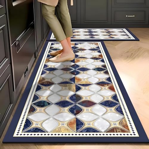 Image of Yagzon Kitchen Mat for Floor, Premium Anti-Fatigue Cushioned Runner Rugs, Super Absorbent Kitchen Rugs Non Slip Washable, Floral Comfort Padded Standing Mat for Kitchen, Office & Sink