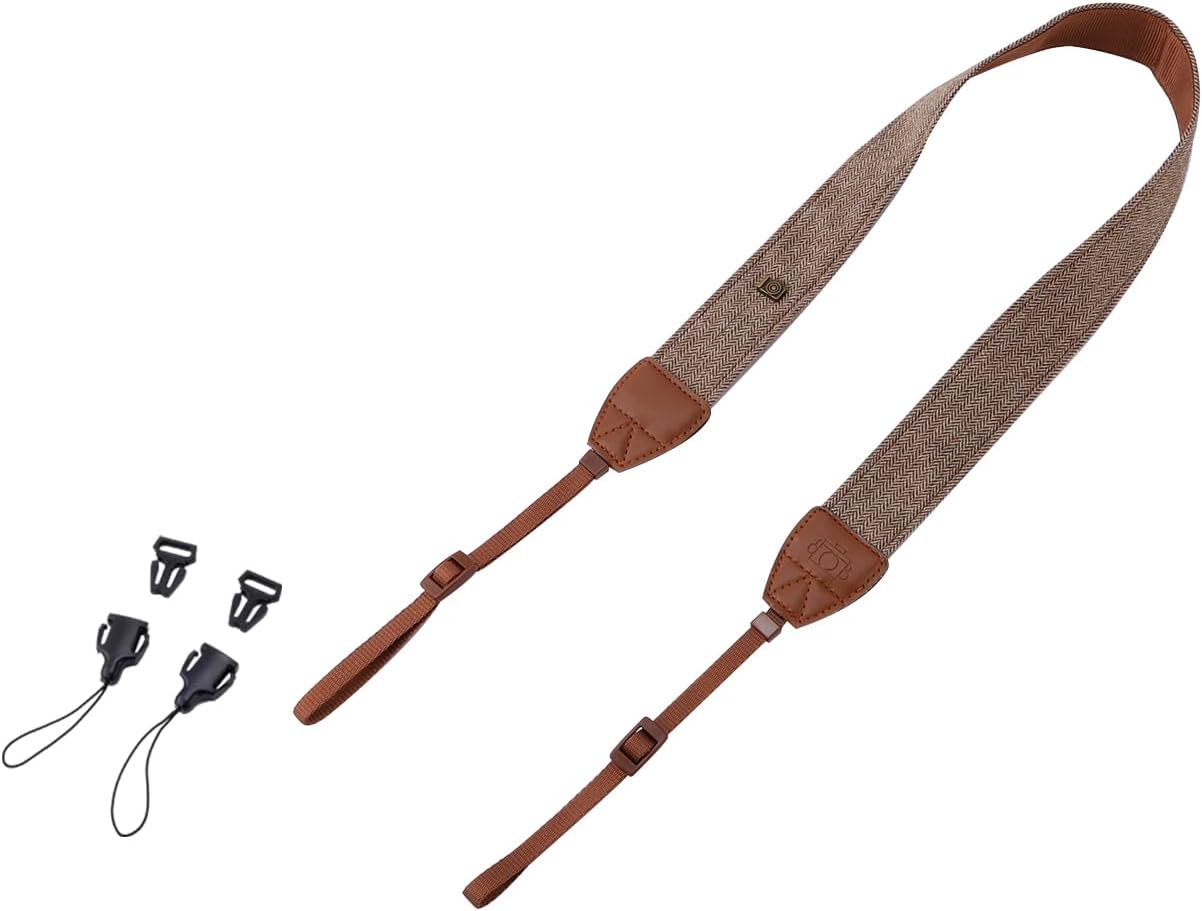 2pcs Camera Straps, Brown Camera Straps for Photographers Canvas Neck Shoulder Strap Camera Lanyard Camera Strap with Quick Release Buckles