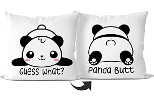 Lovely Panda Guess What Panda Butt Reversible Throw PillowCovers 18x18Inch