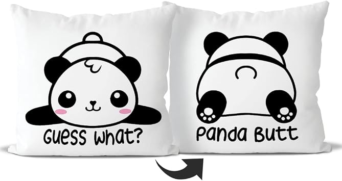 QIYUHOY Funny Panda Throw Pillow Covers for Bed,Panda Gifts for Girls Kid Calming Corner Home Bedroom Play Room Nursery Decorations, 18x18 Inch Pillowcase