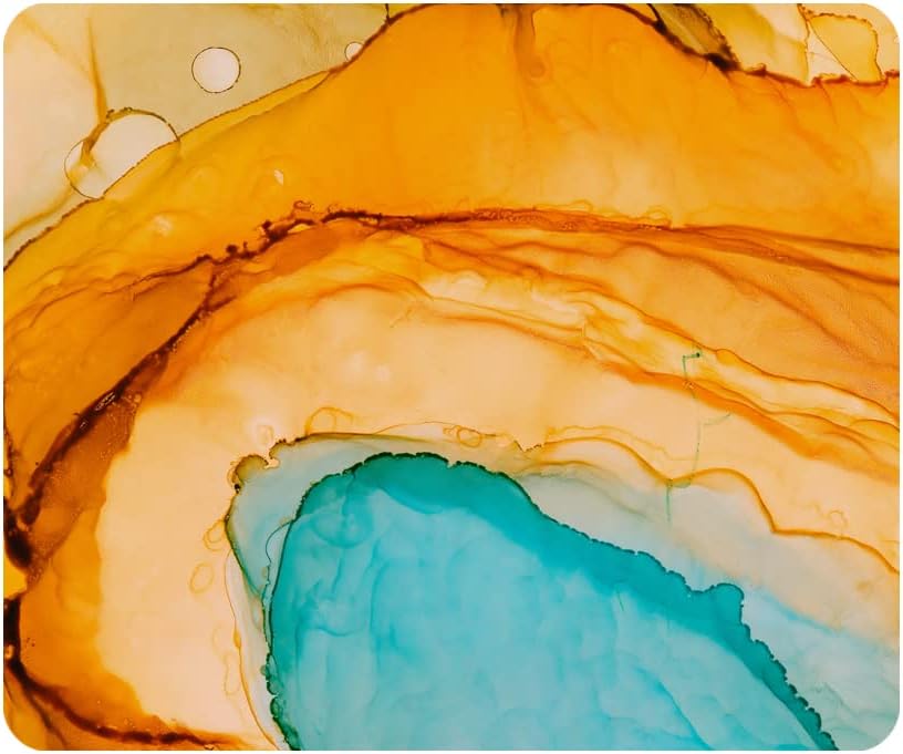 Nicokee Watercolor Marble Gaming Mousepad Amber Spots Azure Smears Orange Turquoise Mouse Pad Mouse Mat for Computer Desk Laptop Office 9.5 X 7.9 Inch Non-Slip Rubber