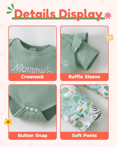 veikimous Preemie Baby Girl Clothes Newborn Infant Outfits Short Sleeve Long Floral Pants Romper Spring Clothing - Thumbnail 4