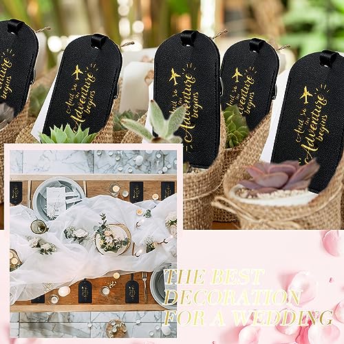 Image of Amylove Bulk Luggage Tags Wedding Favors Adventure Begins Luggage Tags for Guests Travel Tag for Suitcase Bridal Gift 24 Pack