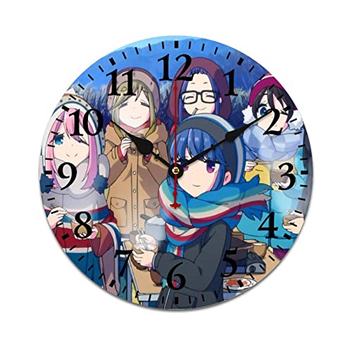 ゆるキャン△ 掛け時計 木製壁掛け時計 静音 連続秒針 壁掛け時計 掛時計 クロック 時計 壁掛け ホワイト クロック 掛け時計 おしゃれ 北欧 電波 25*25cm
