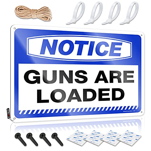 Abipuir メタルサイン おもしろ予告 銃は積まれています ブリキ看板 寝室 ドアサイン 寝室用 (サイズ:30X40CM)