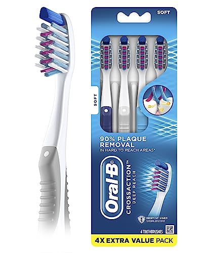 Oral-B CrossAction Deep Reach Toothbrushes, Soft, 4 Count