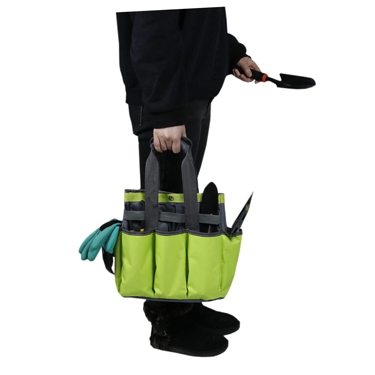 Didiseaon Bolsa de Herramientas de de Oxford Resistente Organizador Multi Pocket para Jardinería Tote Práctica y Ligera Verde Manzana