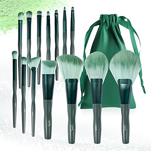 Brochas de Maquillaje, Subsky 14 piezas Brochas de Maquillaje Profesional Brochas Maquillaje Color Cian Oscuro…
