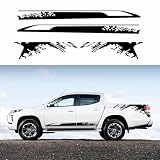 HAIORD Car Decal Bed Mud Splash Kit Graphic Decal Self-Adhesive Adjustable Gloss Sports Stripe car Sticker Decorative for Pickup Truck Body Sticker taildoor Vinyl Decal Accessories 4PCS(Black)